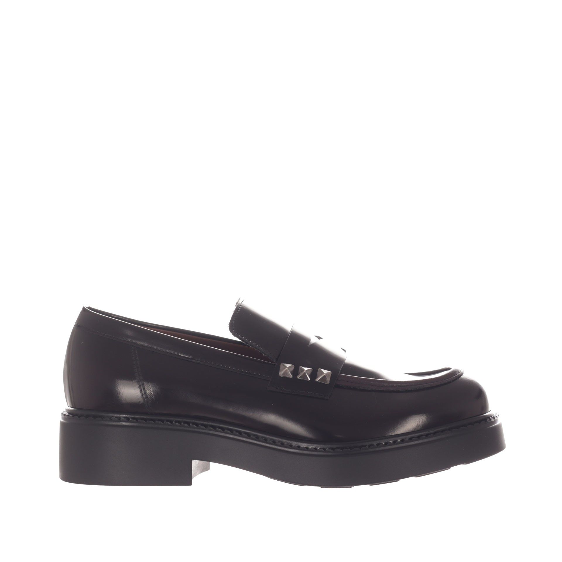 Vsl mocassino in pelle con borchiette da donna