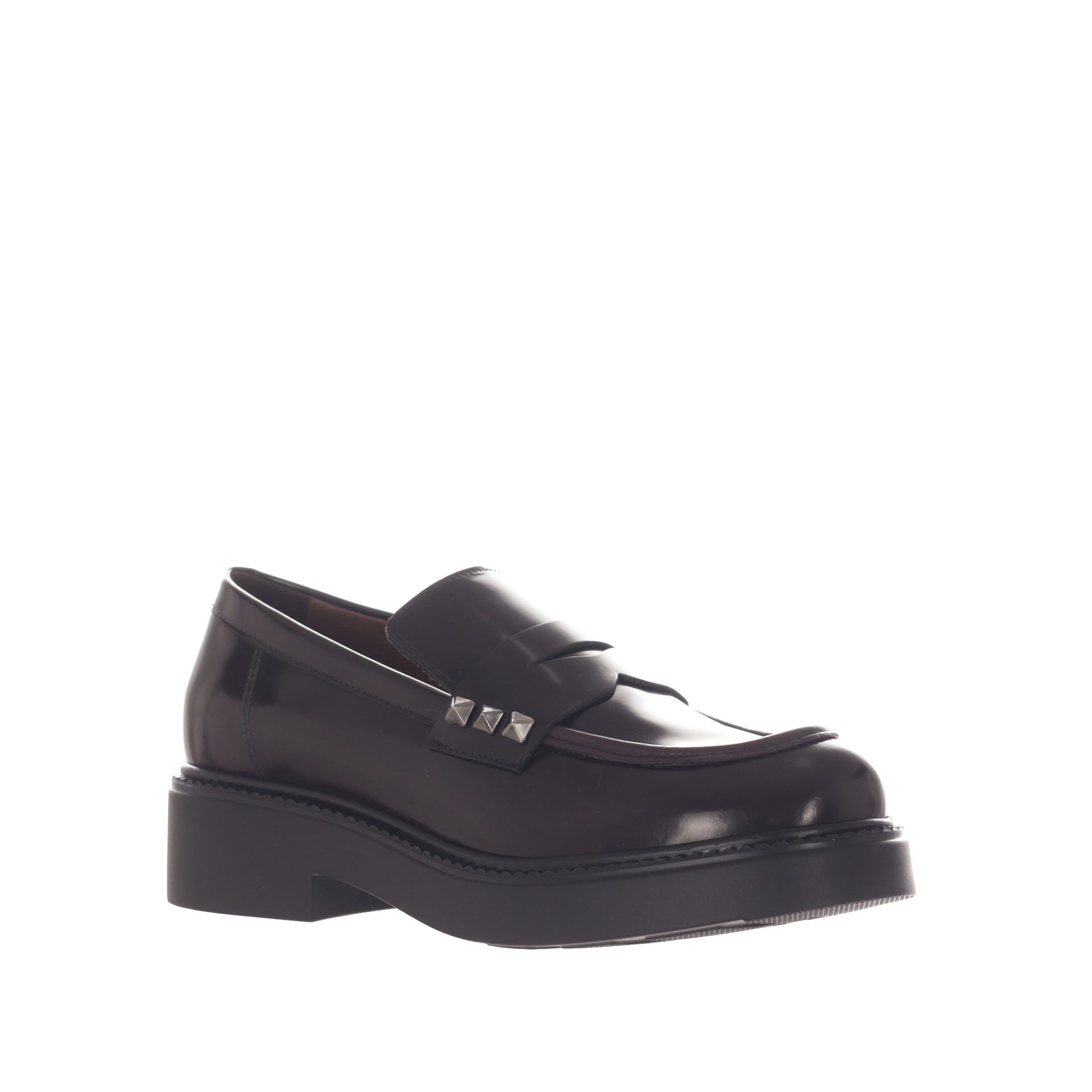 Vsl mocassino in pelle con borchiette da donna