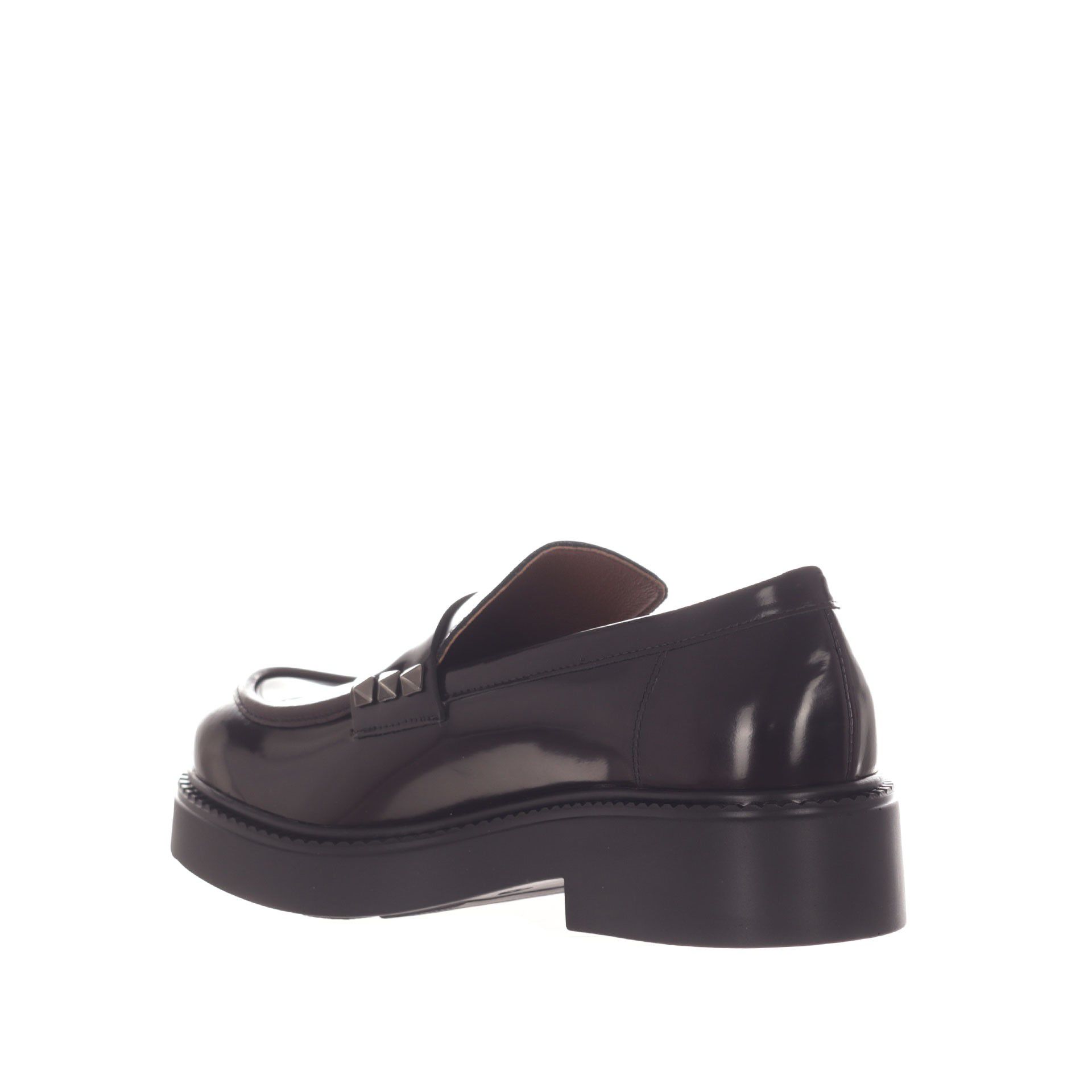 Vsl mocassino in pelle con borchiette da donna