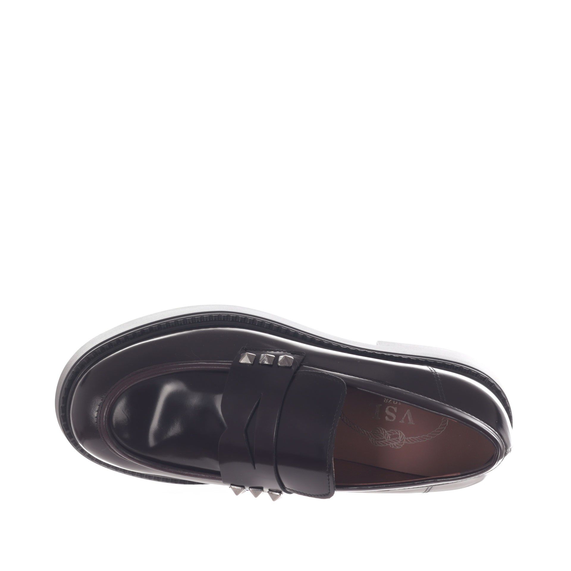 Vsl mocassino in pelle con borchiette da donna