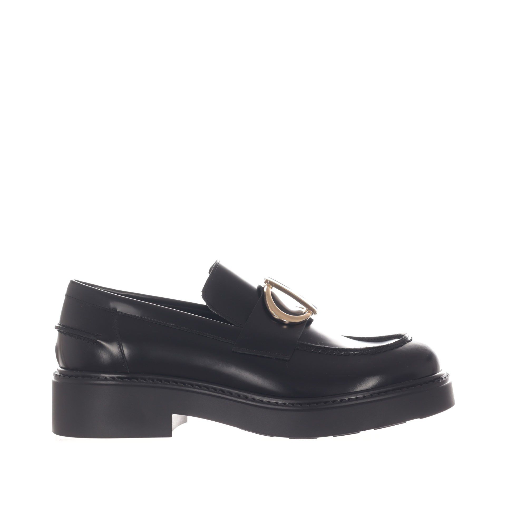 Vsl mocassino in pelle con morsetto metallico da donna