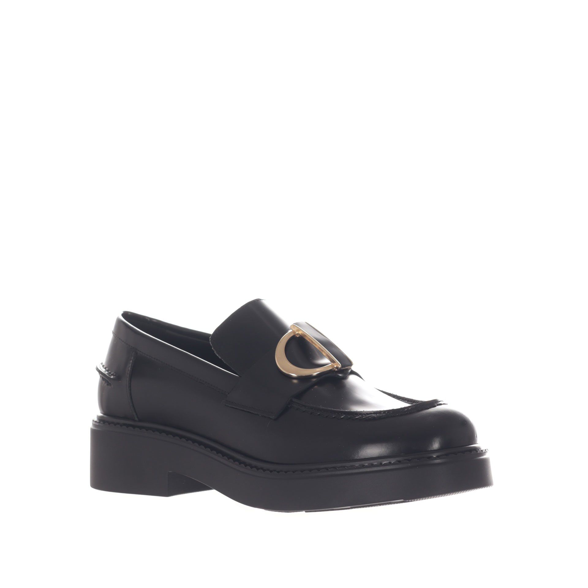Vsl mocassino in pelle con morsetto metallico da donna