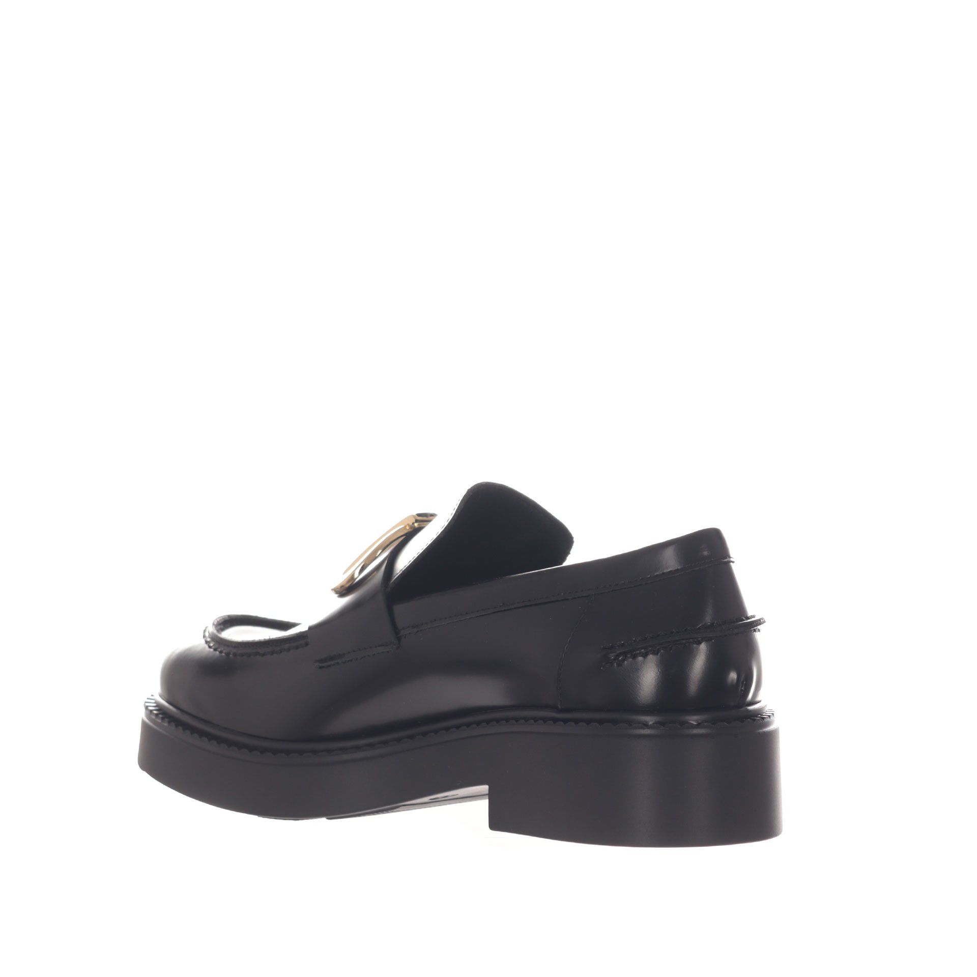 Vsl mocassino in pelle con morsetto metallico da donna