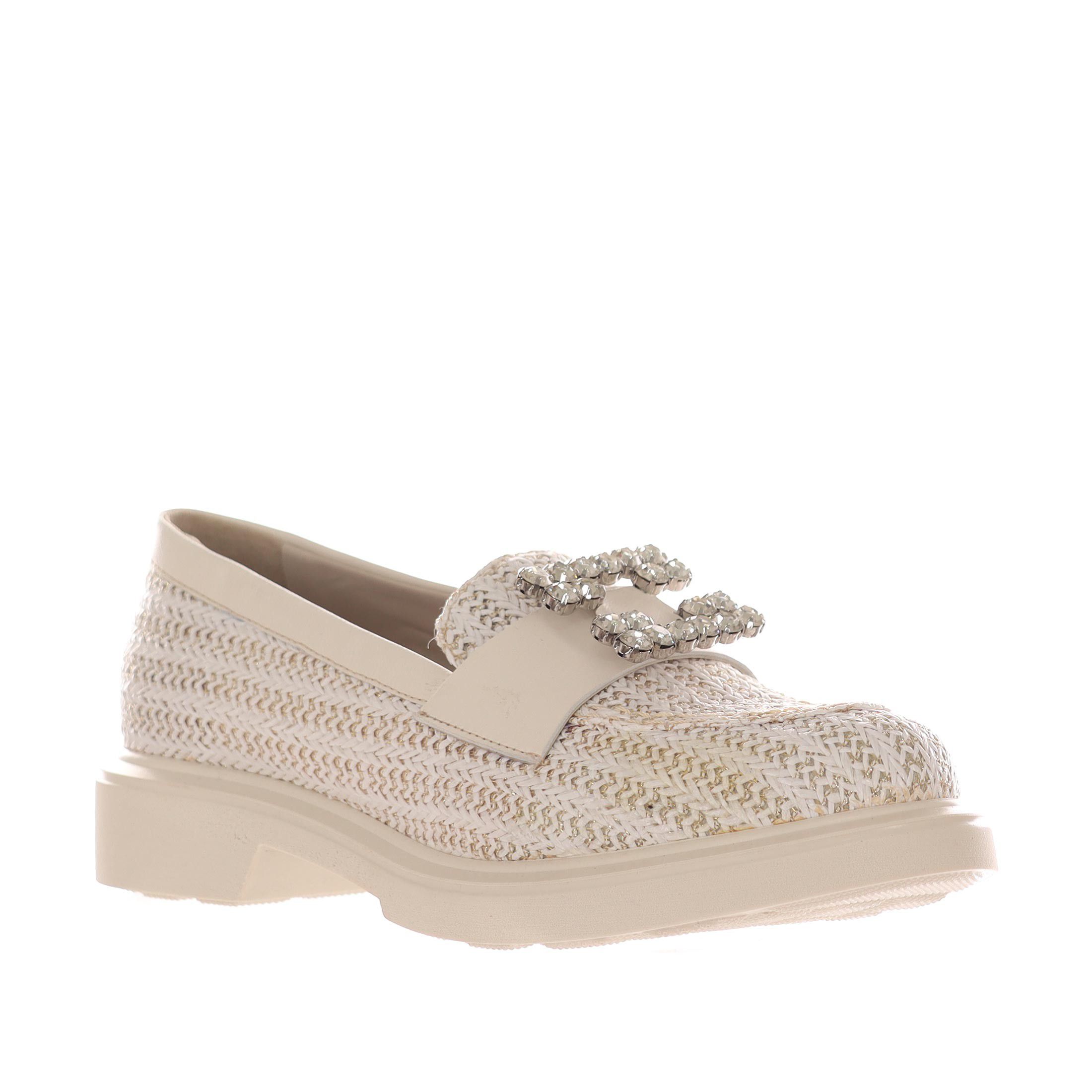 Vsl mocassino in rafia con accessorio da donna