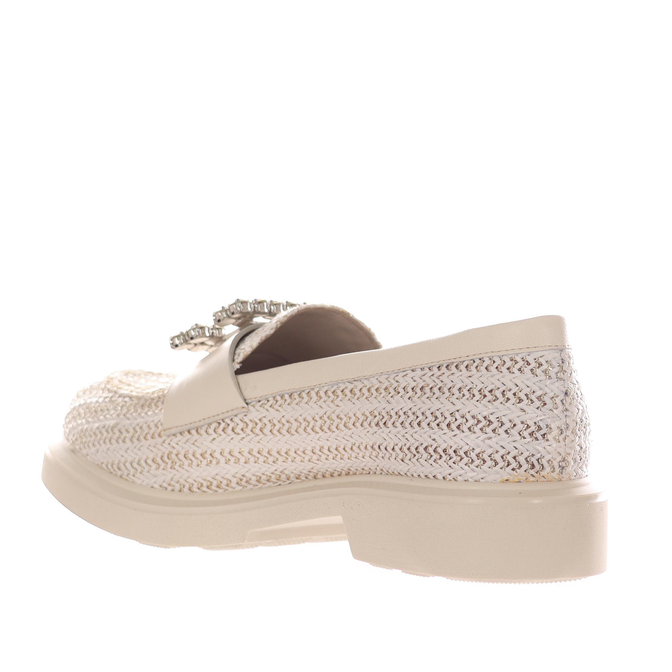 Vsl mocassino in rafia con accessorio da donna