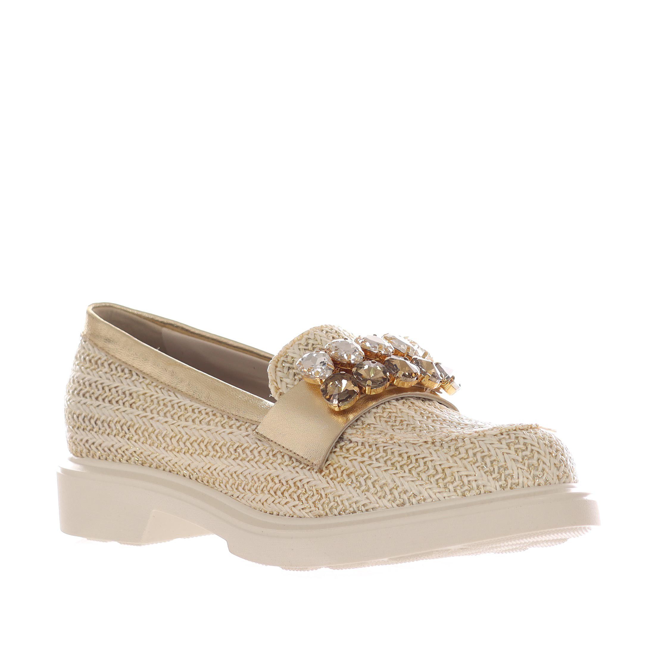 Vsl mocassino in rafia con accessorio da donna