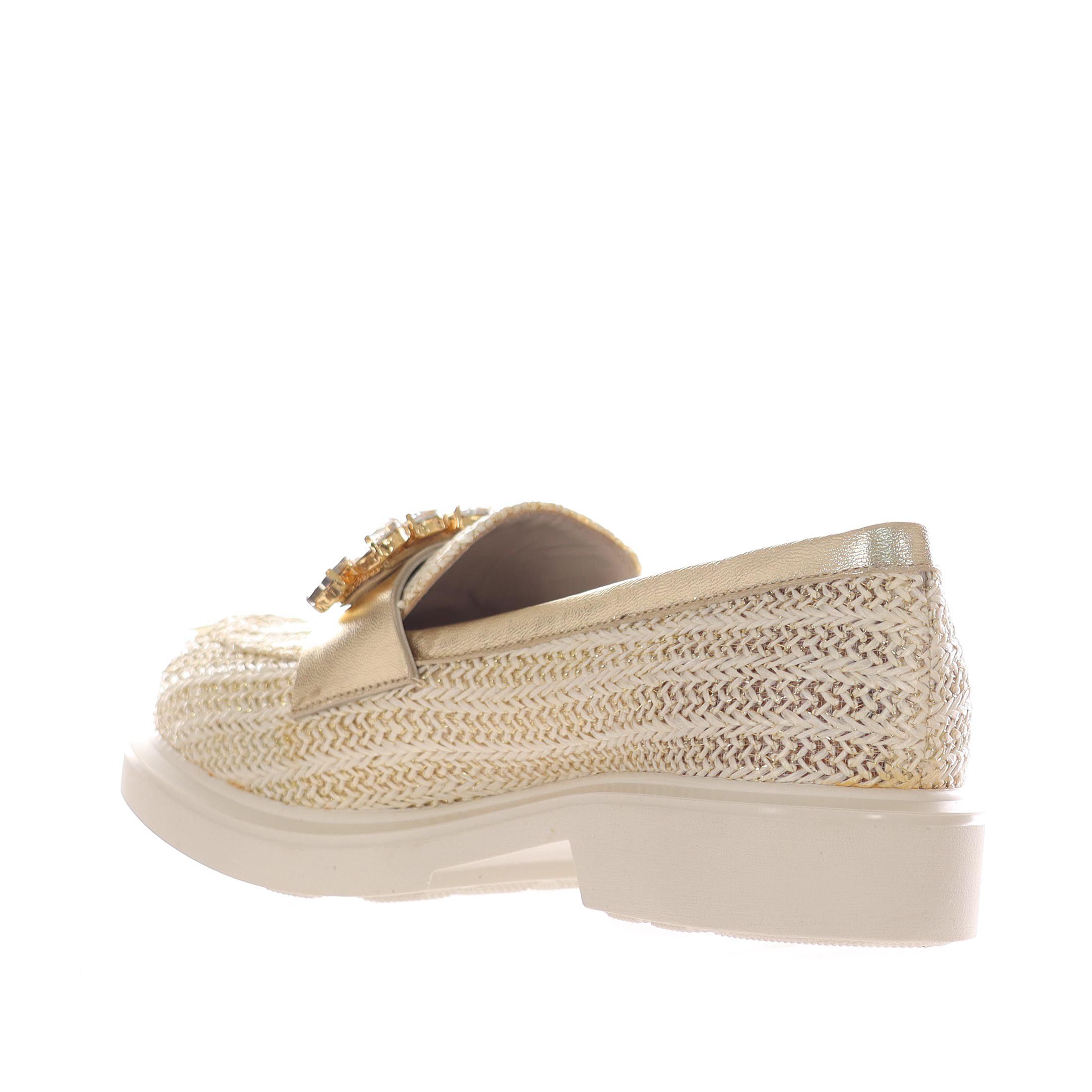 Vsl mocassino in rafia con accessorio da donna
