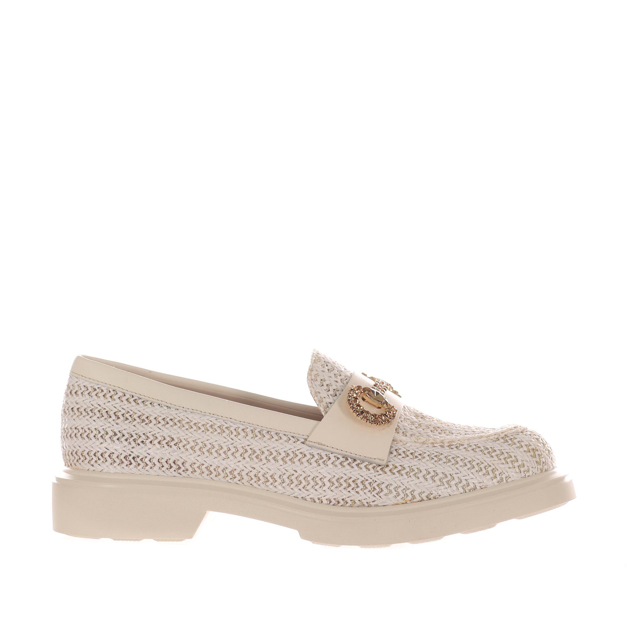 Vsl mocassino in rafia con accessorio da donna