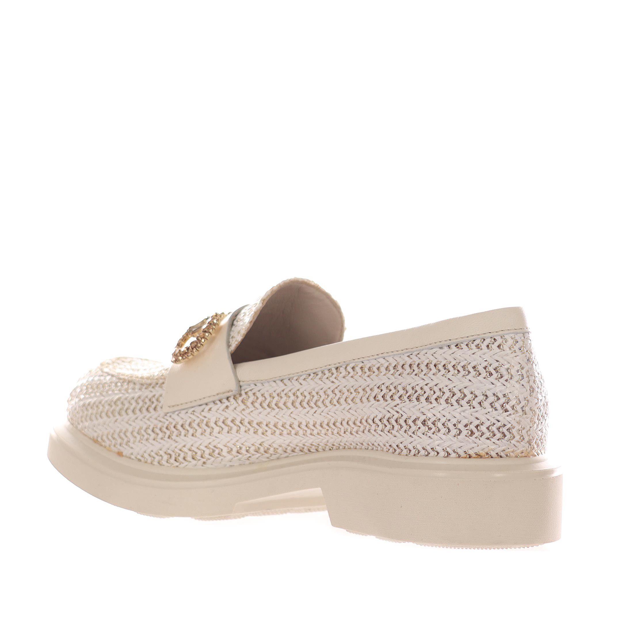 Vsl mocassino in rafia con accessorio da donna