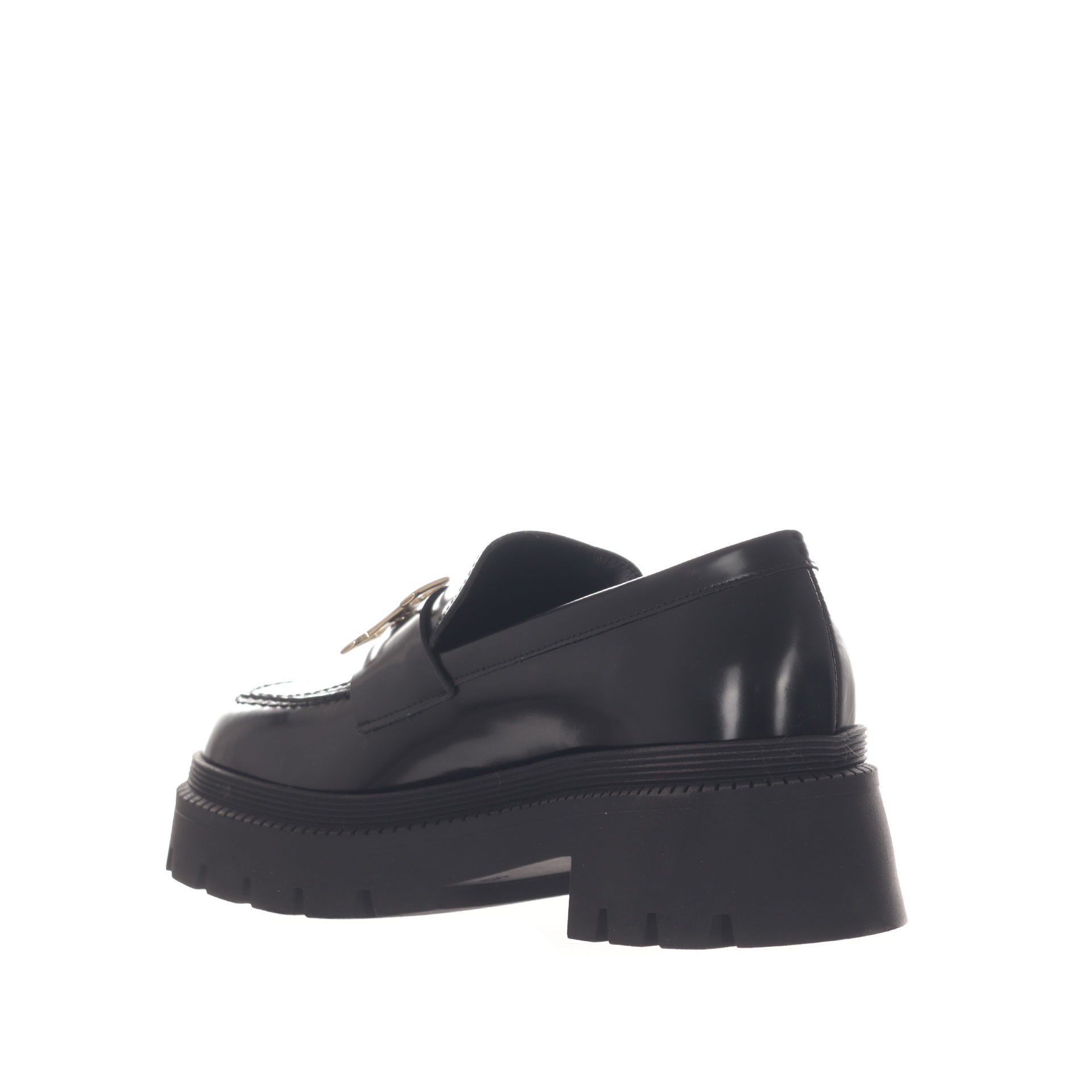 Vsl mocassino platform in pelle con morsetto metallico da donna