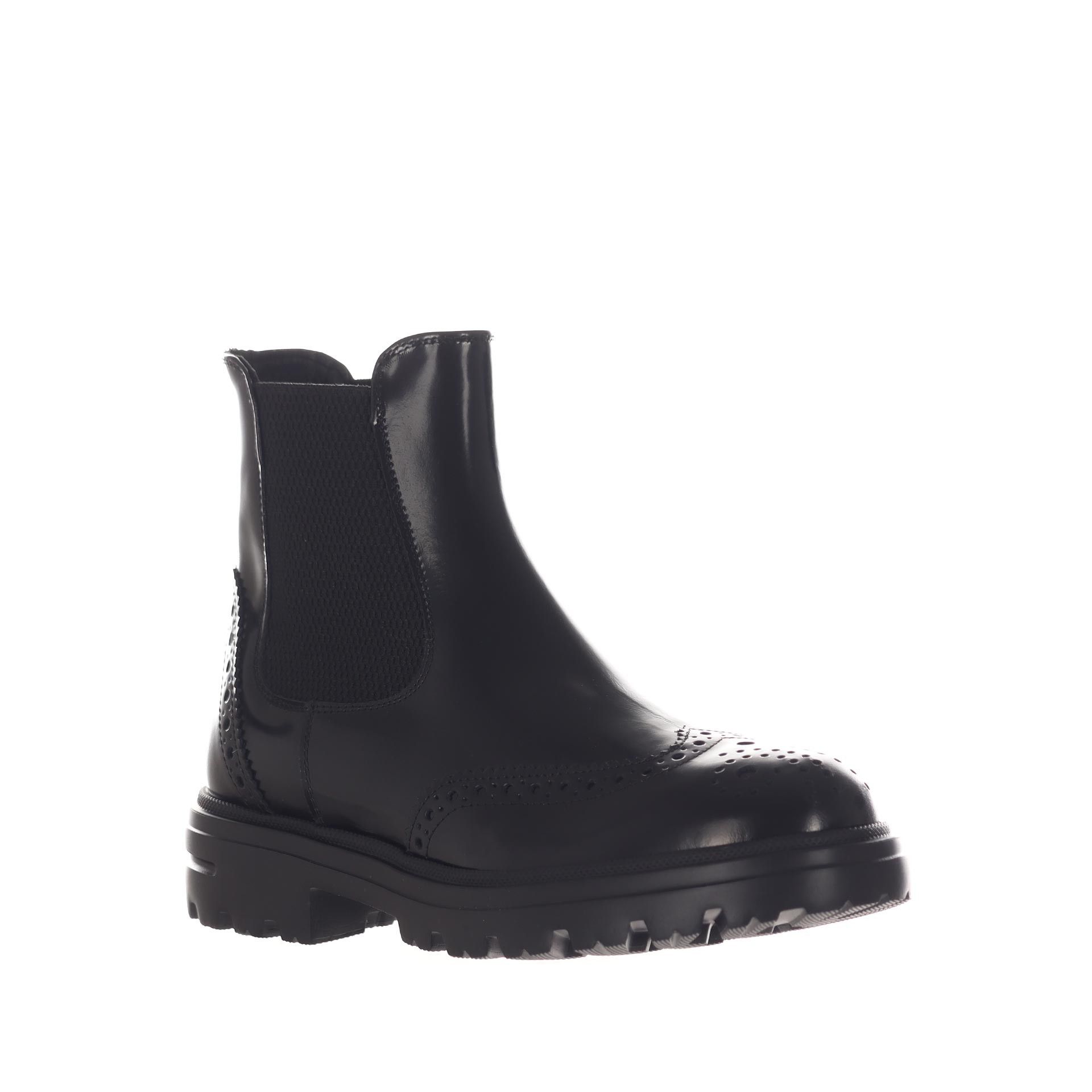 Vsl stivaletto chelsea in pelle con dettaglio brogue da donna