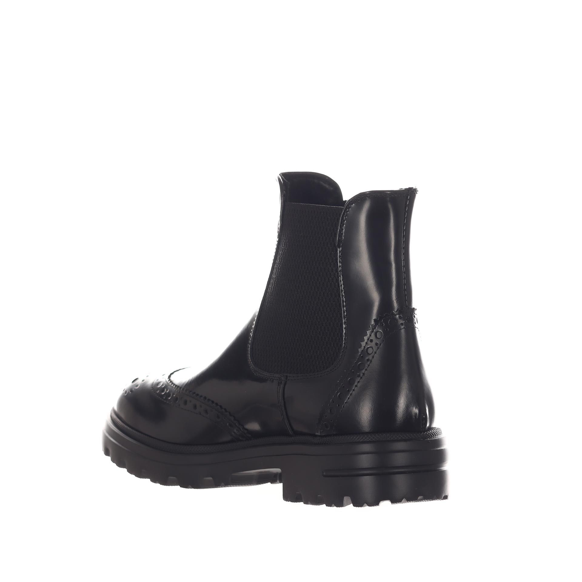 Vsl stivaletto chelsea in pelle con dettaglio brogue da donna