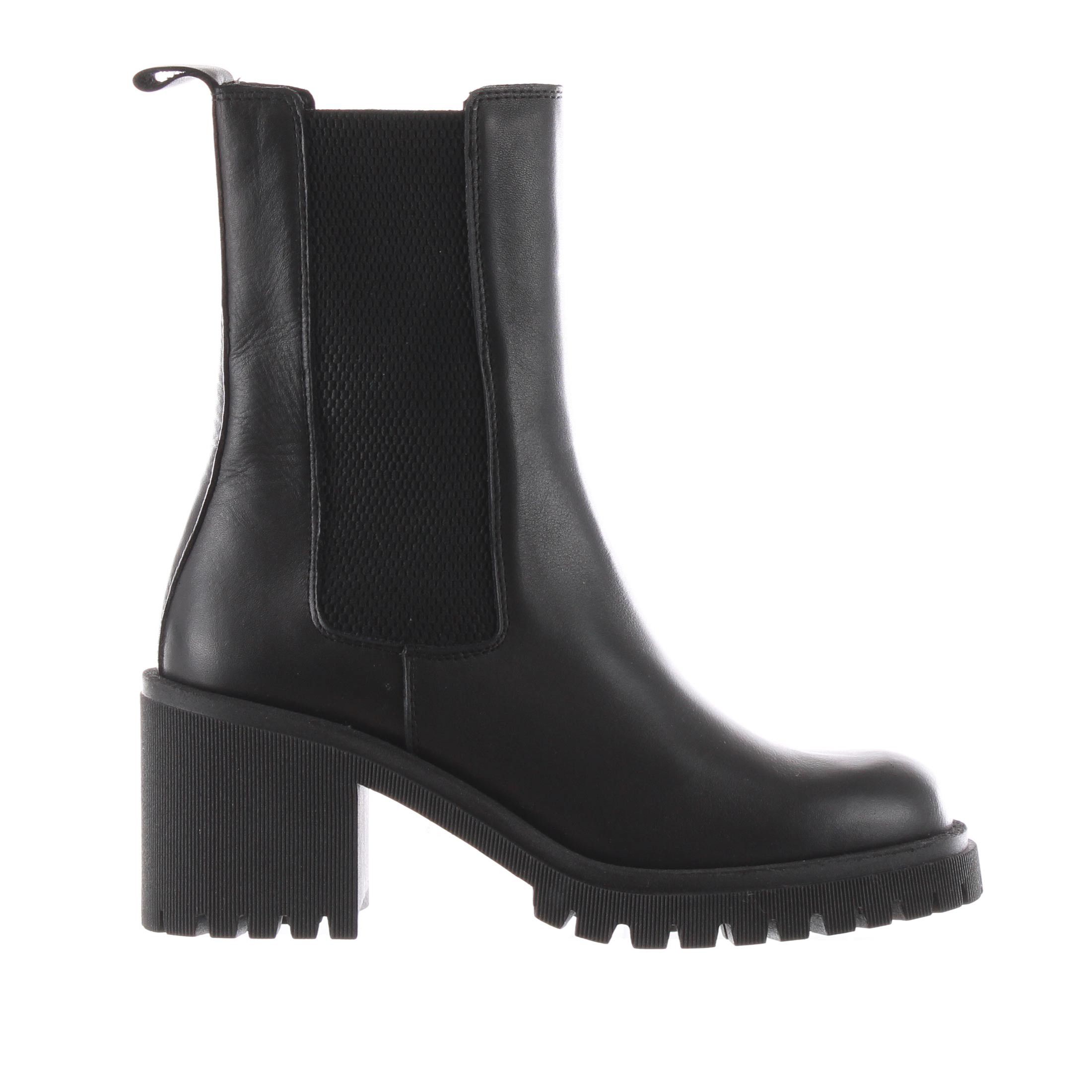 Vsl stivaletto in pelle con tacco midi da donna
