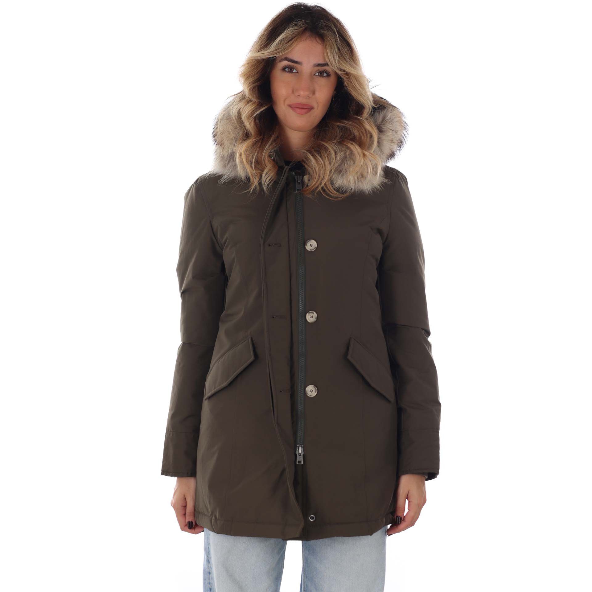 Woolrich arctic parka in ramar con pelliccia removibile da donna