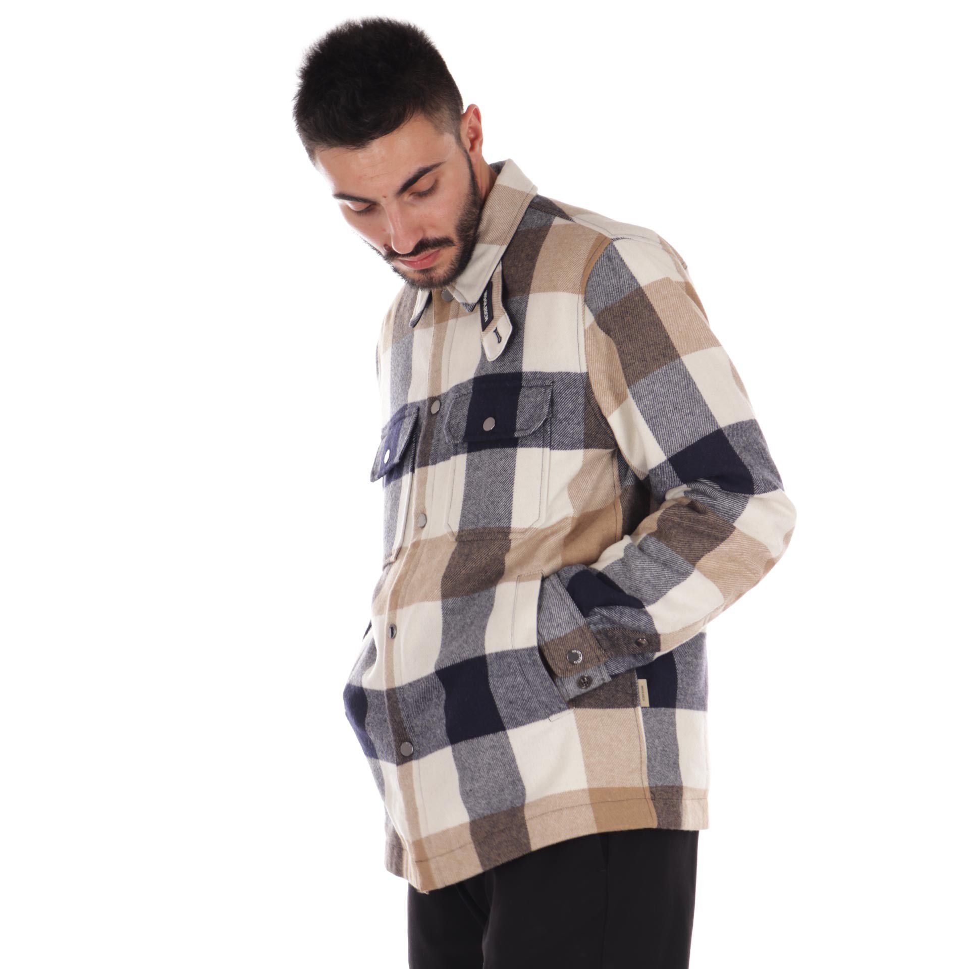 Woolrich giacca wool check alaskan shirt  da uomo