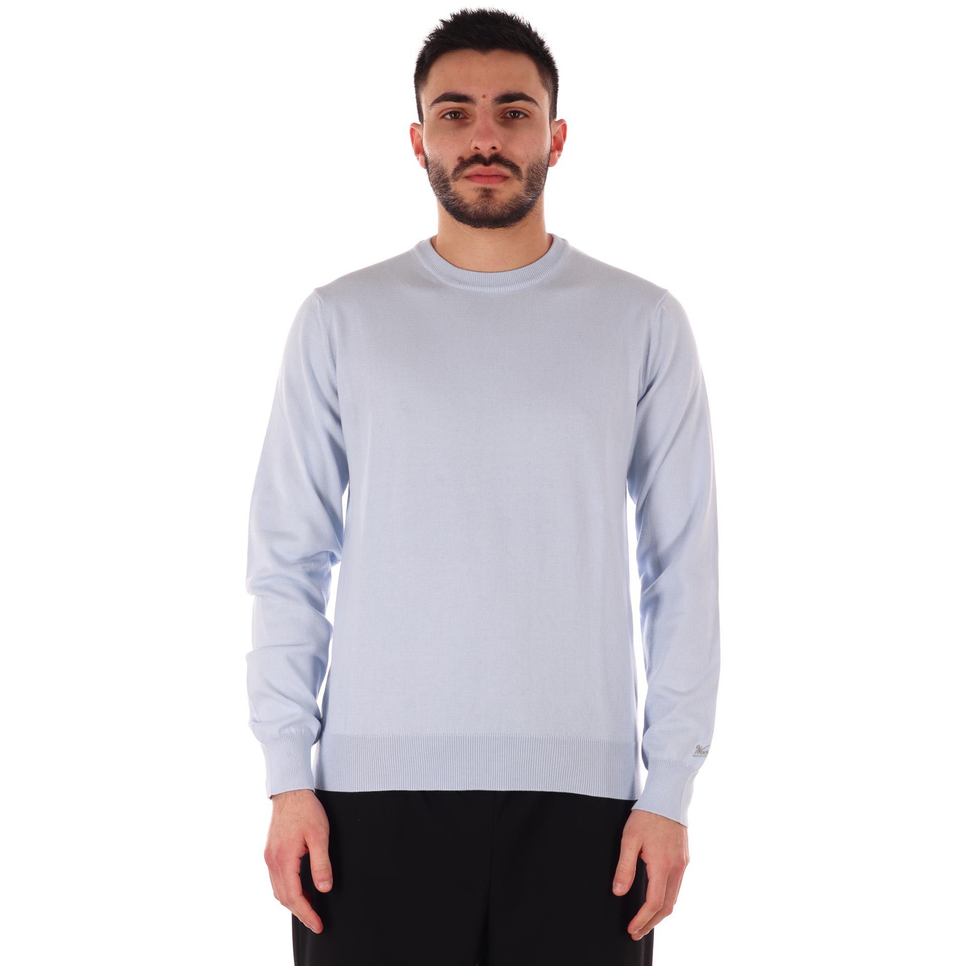 Woolrich maglia girocollo in puro cotone con logo ricamato da uomo
