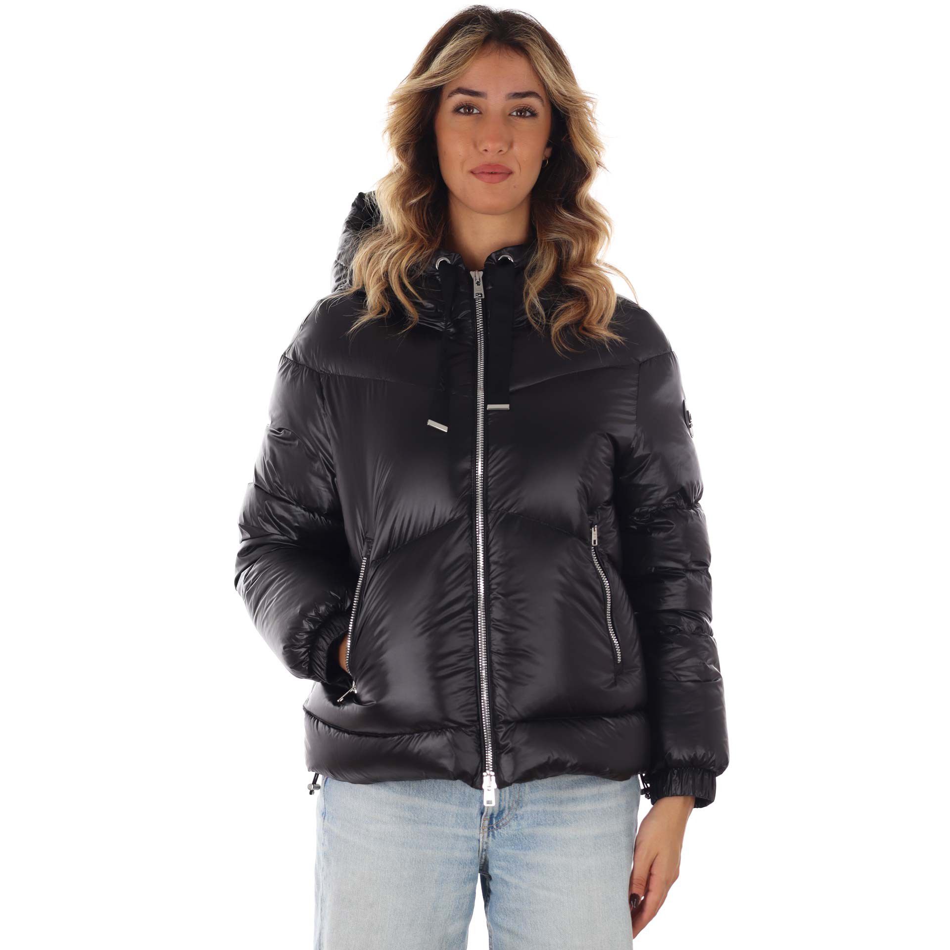 Woolrich piumino corto aliquippa in nylon lucido da donna