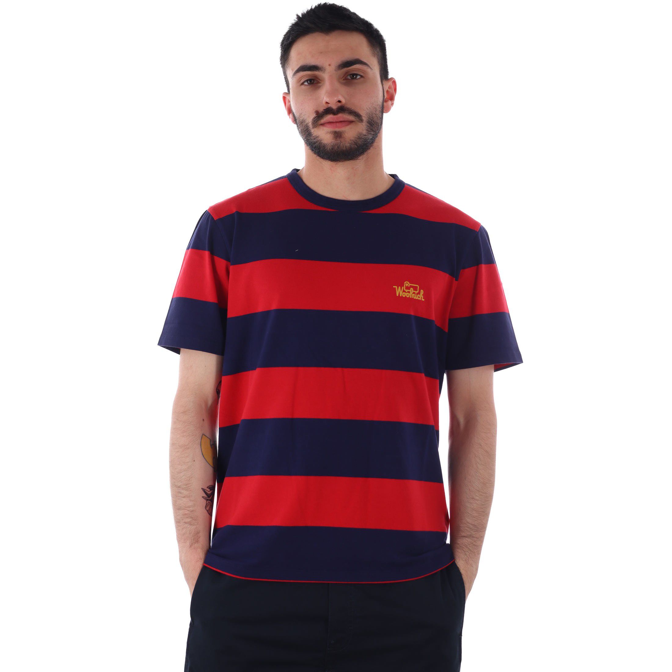 Woolrich t-shirt a righe in jersey di cotone da uomo