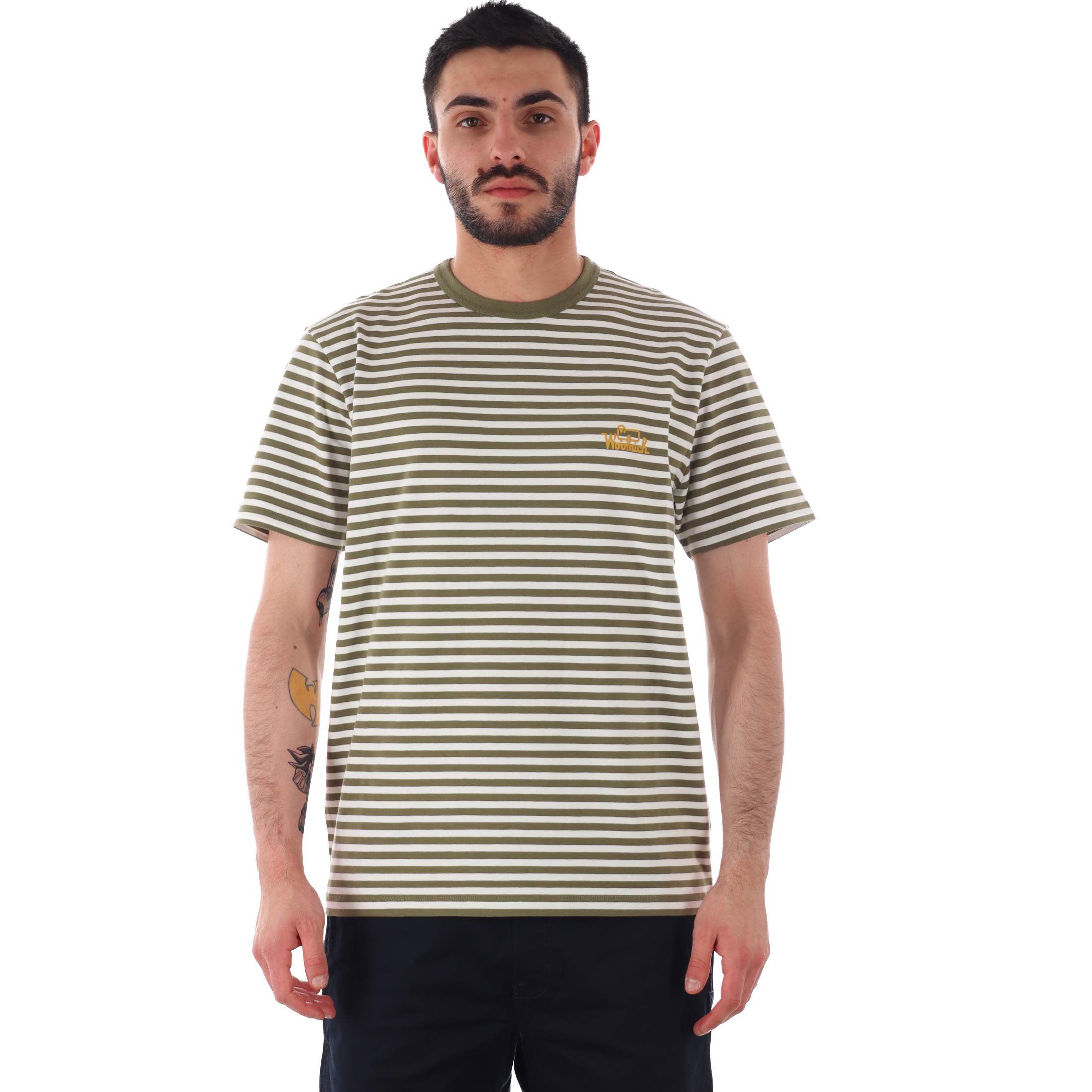 Woolrich t shirt a righe in jersey di cotone da uomo
