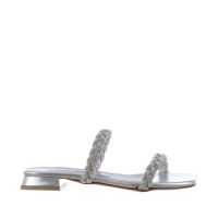 Albano ciabattina in pelle metallizzata con strass da donna