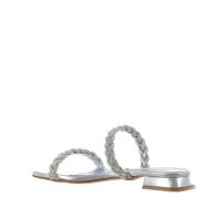 Albano ciabattina in pelle metallizzata con strass da donna