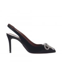 Albano décolleté slingback in raso con fiocco di strass da donna