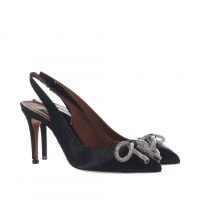 Albano décolleté slingback in raso con fiocco di strass da donna