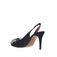 Albano décolleté slingback in raso con fiocco di strass da donna
