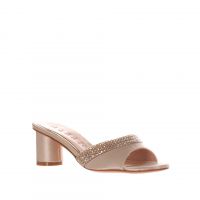Albano sabot in raso con strass e tacco largo da donna
