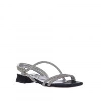 Albano sandali bassi in raso con strass da donna
