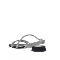 Albano sandali bassi in raso con strass da donna