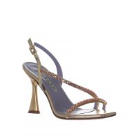 Albano sandalo in pelle metallizzata con strass da donna