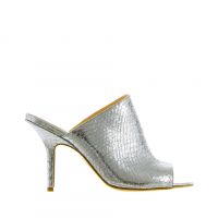 Anna f. sabot open toe in pelle laminata stampa vipera da donna