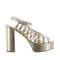 Anna f. sandalo multi-listini in pelle laminata da donna