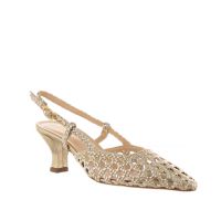 Bianca di décolleté slingback in pelle intrecciata da donna