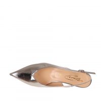 Bianca di décolleté slingback in pelle specchiata da donna