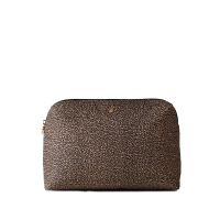Borbonese beauty case medium in nylon op riciclato e pelle da donna