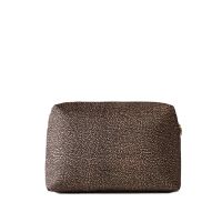 Borbonese beauty case medium in nylon op riciclato e pelle da donna