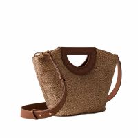 Borbonese borsa shopping bouche medium in nylon e vitello da donna