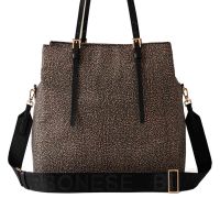 Borbonese borsa shopping large in nylon op riciclato e pelle da donna