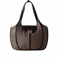 Borbonese borsa shopping medium cottage in nylon e pelle da donna