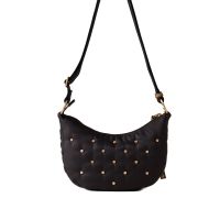 Borbonese tracolla colette luna mini in tessuto con borchie da donna