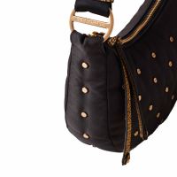 Borbonese tracolla colette luna mini in tessuto con borchie da donna