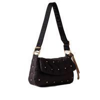 Borbonese tracolla colette small in tessuto con borchie da donna
