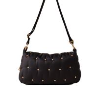 Borbonese tracolla colette small in tessuto con borchie da donna