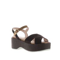 Bruglia milano sandalo con zeppa in camoscio  da donna
