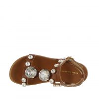 Cécile sandalo in pelle con pietre decorative da donna