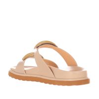 Cecconello ciabatta in pelle con accessorio metallico da donna