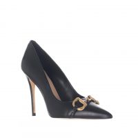 Cecconello décolleté in pelle con morsetto metallico da donna