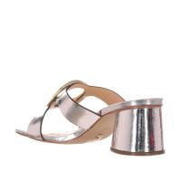 Cecconello sabot in pelle metal con accessorio metallico da donna